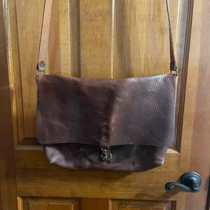 Distressed Leather Messenger Bag